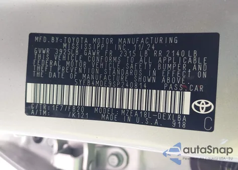 2025 Toyota Corolla Le from USA, damaged, VIN 5YFB4MDE9SP240814